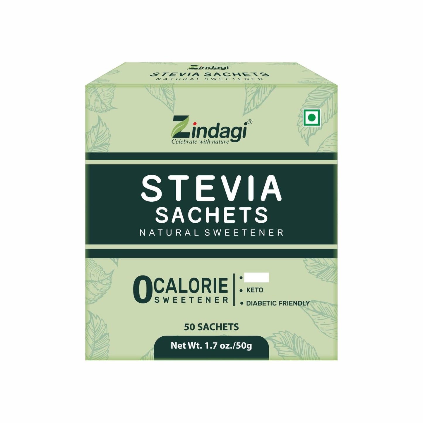 Zindagi Stevia Sugar Free Powder Sachets | 100% Natural & Diabetic Friendly Sweetener | Zero Calorie Sugar | 100 Sachets