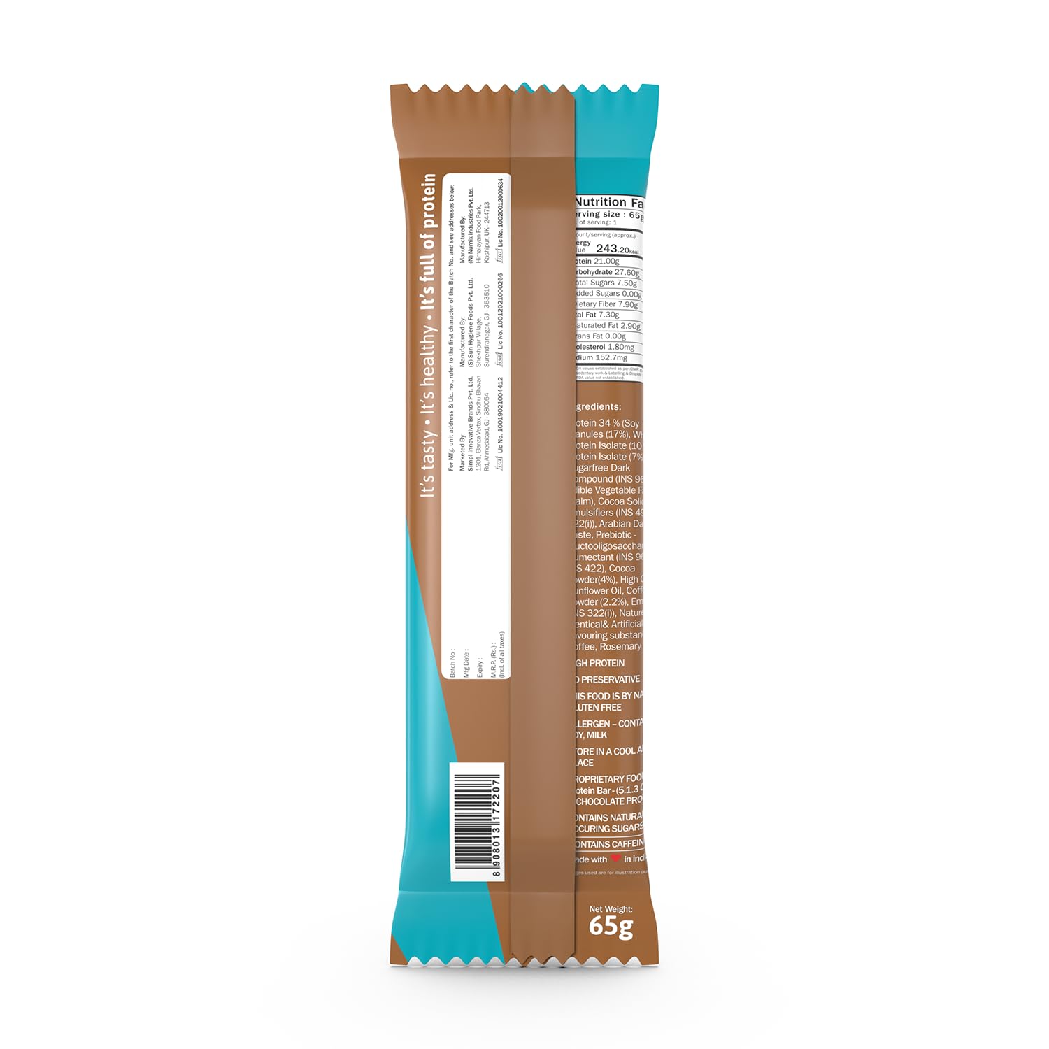 Phab 21G Mocha Nut Fudge Protein Bar | 8G High Fiber | Pea & Whey Prote- image 9