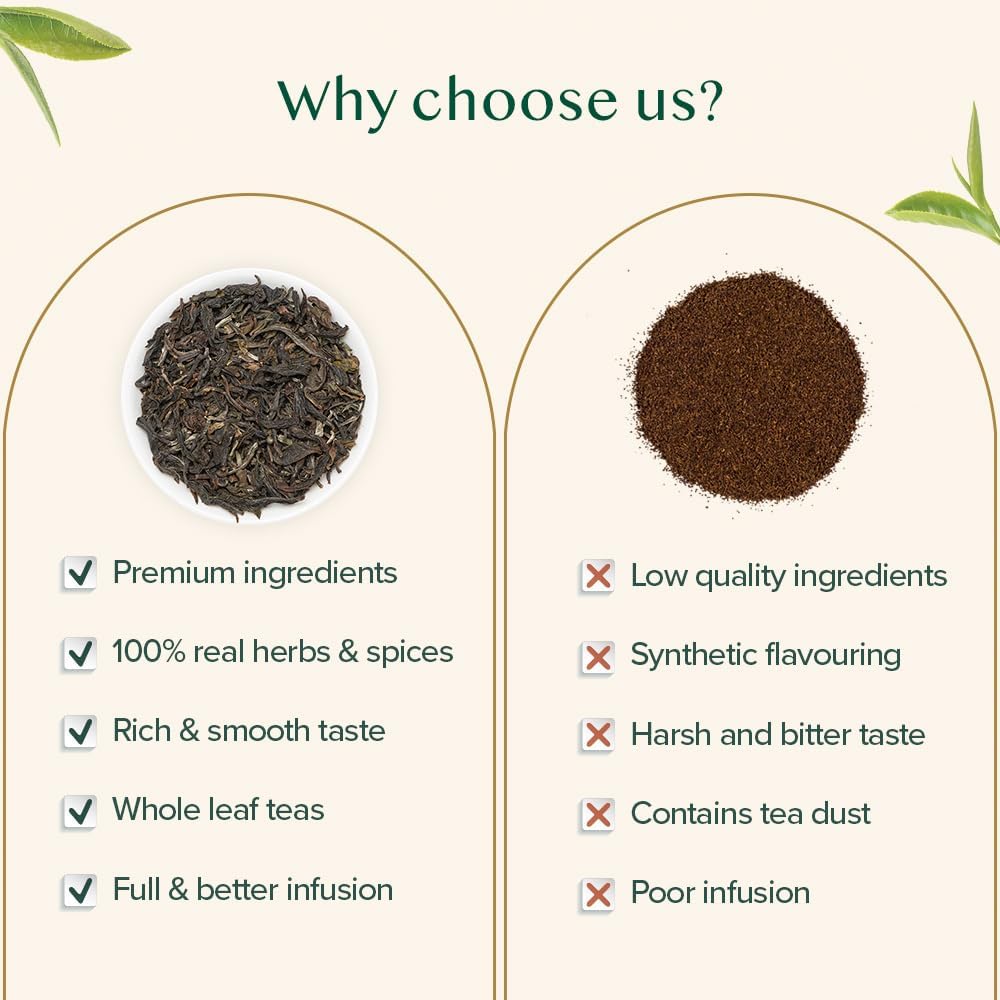 VAHDAM, First Flush Darjeeling Tea - (100g) | Loose Leaf Black Tea - Flowery, Aromatic & Delicious | Champagne Of Teas | Mellow & Fragrant | Direct From India | Vacuum Sealed
