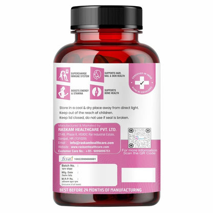 Raskam Multiwomen One Daily Multivitamin for WOMEN| 100 Tablets | 27 Premium Ingredients | Promotes Women's Well-Being | Supports Muscle Function | Boosts Immunity | Improves Memory & Focus