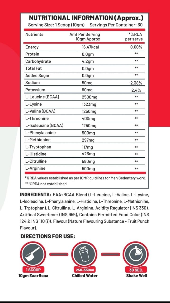 C9 Nutrition BCAA + EAA Powder | Sugar Free Powerful Intra Workout | Mu- image 9