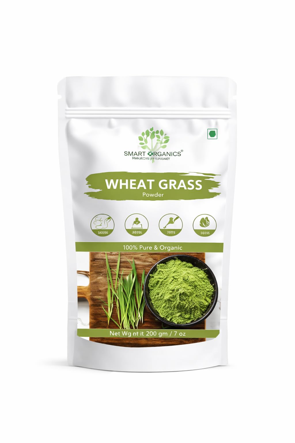 Smart Organics Wheatgrass Powder – 100% Organic – Superfood – Rich in Chlorophyll & Nutrients (100 g)