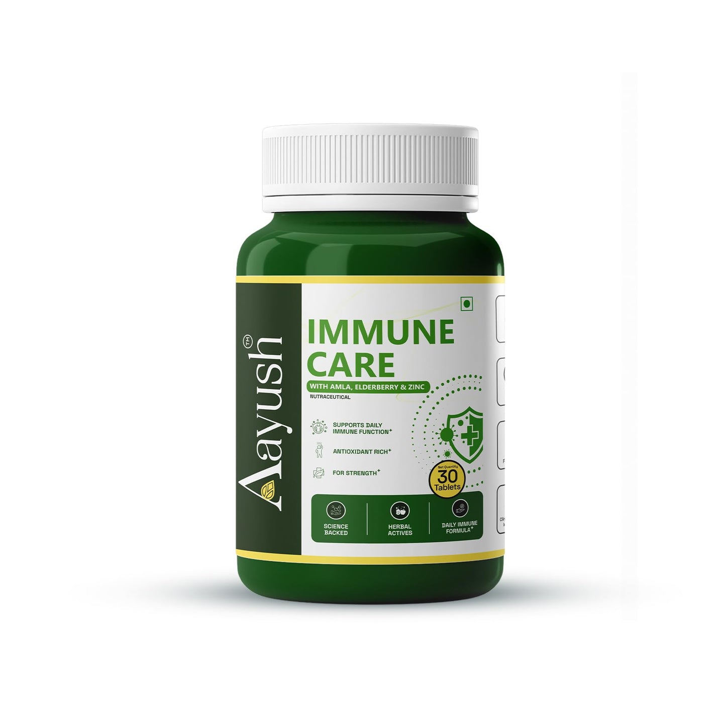 Aayush Wellness Immune Care Tablets with Amla, Zinc, Vitamin C, Elderberry, Echinacea, Ginger & Rose Hip – 30 Tablets