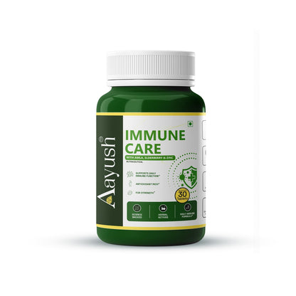 Aayush Wellness Immune Care Tablets with Amla, Zinc, Vitamin C, Elderberry, Echinacea, Ginger & Rose Hip – 30 Tablets