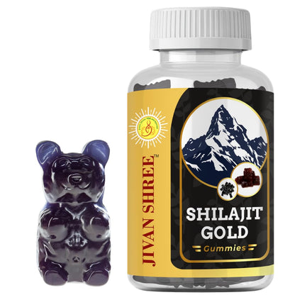 Jivan Shree Yog and Ayurved Combo of Shilajit with Ashwagandha Effervescent Tablets, 15 Tablets, in Pack of 1 Bottle and Shilajit Gummies 30 Gummys Pack of 1