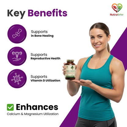 NutraLiebe Boron Complex 6 mg – High Absorption Boron (as Glycinate, Citrate & Aspartate Chelates) | Supports Bone, Joint & Hormonal Health | Enhances Calcium & Magnesium Utilization | 90 Veg Capsules | Non-GMO & Gluten-Free