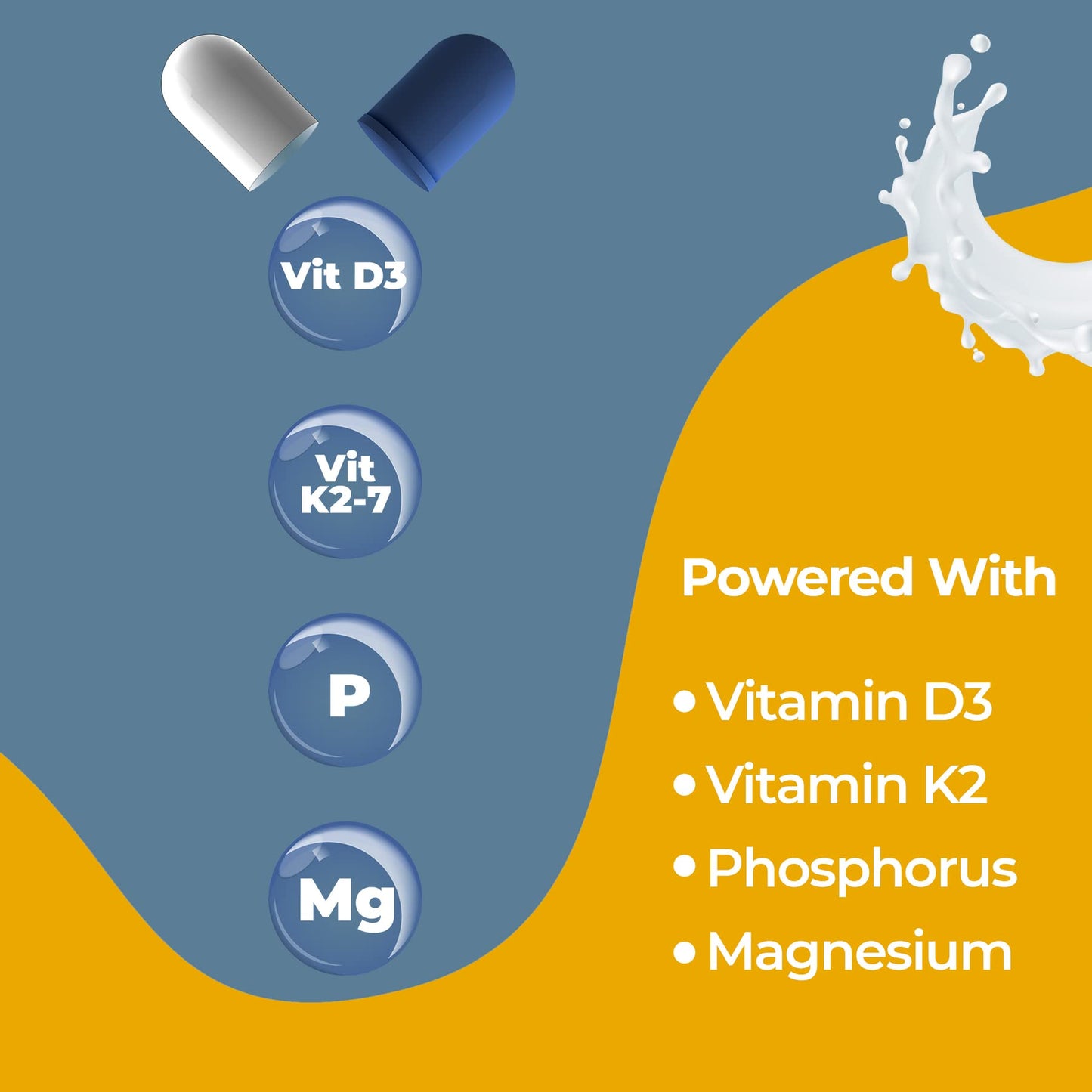 Holistic Calcium and Curcumin - Improves Joint Health, Strengthens Bones & Muscles - Boosts Immunity & Heart Health (60 Tablets)