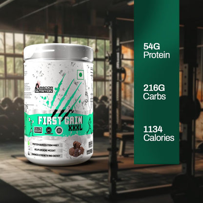 Arscor's First Gain Mass Gainer Powder | High-Calorie Weight Gainer with Whey Protein & Complex Carbs | Muscle Mass & Strength Builder | No Added Sugar (2.5 Kg, Mango Vanilla)