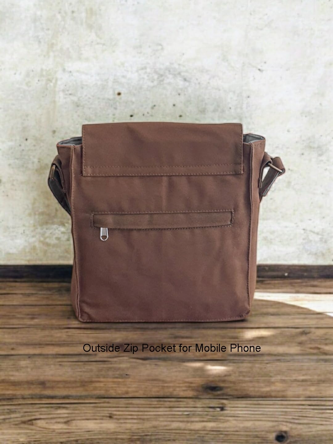 The House of Tara Canvas Side Sling Bag For Men & Women | Compact Messenger bag with Leather Strap on Flap Closure, Adjustable Shoulder Strap & Metal Buckle | Crossbody bag Suitable for Office (Khaki)