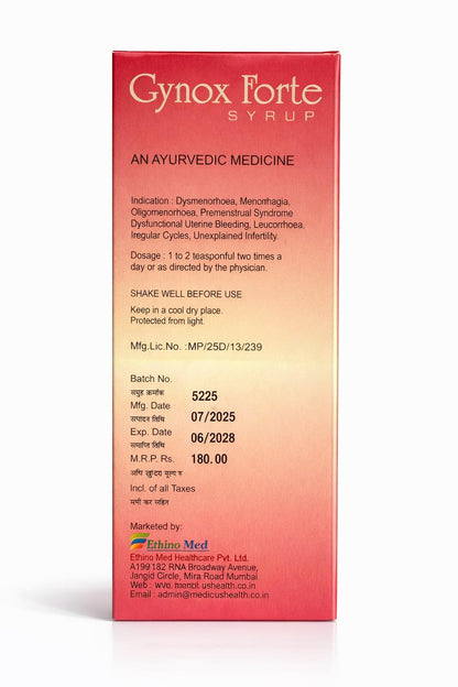 Gynox Forte Syrup – Ayurvedic Proprietary Uterine Tonic for Women | Herbal Formula for Female Wellness & Daily Care | Ayurvedic Syrup for Regular Use | 200 ml