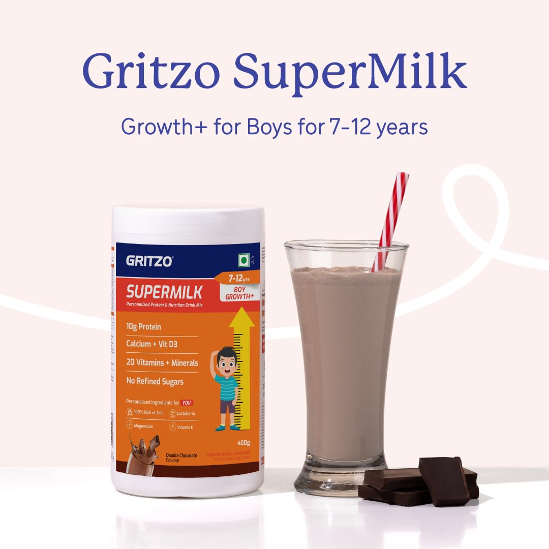 Gritzo SuperMilk Growth+ (7-12y Boy), 400g + Sipper