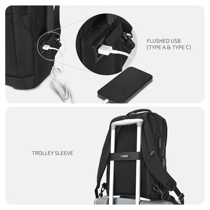 VIP Legacy 17 Inch Convertible Laptop Backpack 25L | Water-Resistant with USB Charging Port | Padded Laptop Sleeve, 3 Compartments, Front Organizer | Office & Travel Backpack for Men & Women (Black)