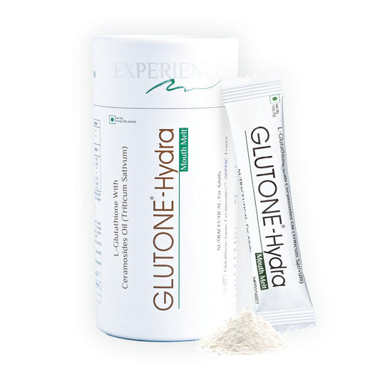 Glutone-Hydra Mouth Melt | Setria Glutathione with Ceramosides Mouth Melts for Dry Skin | Glowing Hydrated Skin | Pack of 10 Sachets
