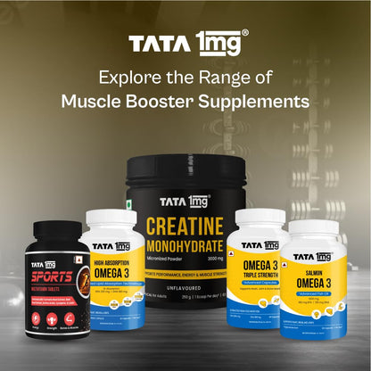 TATA 1MG Creatine Monohydrate | Pure, Micronized (83 servings,250gm) No Additives, No Preservatives | Zero Calories | Boosts Strength, Power & Recovery | Fast Absorption | Unflavoured