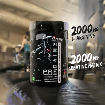 Gainz Pre Workout Powder: Hybrid Pre-workout Supplement for Muscle Gain & Energy Booster with 2000mg Creatine Matrix , 2000mg L Arginine AAKG, 2500mg Beta-Alanine, 299mg Caffeine Anhydrous,1500mg L-Citrulline D Malate 2:1 (300g, Rocket Pop)