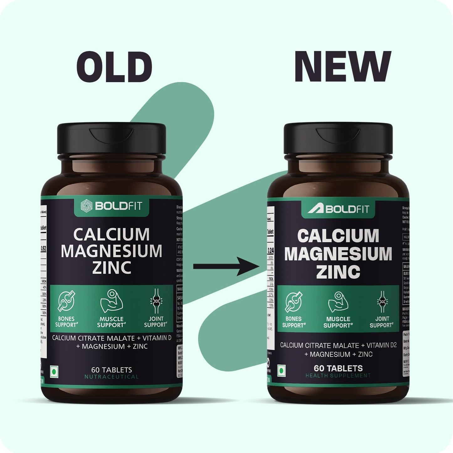 Boldfit Calcium Tablets 1000 mg with Magnesium & Zinc for Women and Men, Calcium Supplement for Bone & Joint Support, 120 Tablets