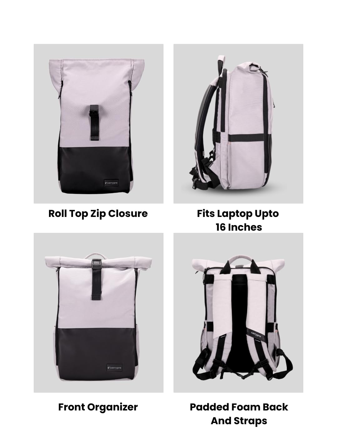 CarryPro URBX 25 Ltrs(Mist Grey), Urban Exploration Laptop Backpack(16- image 4