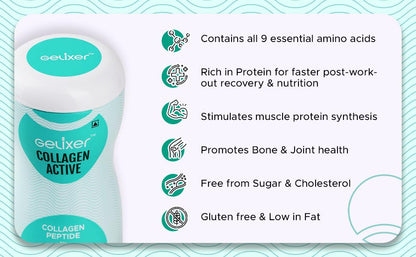 GELIXER Collagen Active (250 gm), Japanese Marine Collagen Peptide with Whey Protein (Mango Flavored) Rich In Protein for Active Lifestyle, Fitness & Glow