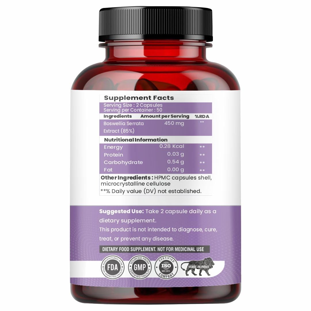 Raskam Boswellia Serrata Extract 100 Veg Capsules (500mg) | Healthy Inflammation Response & Mobility | Non-GMO & Gluten-Free (Pack of 2)