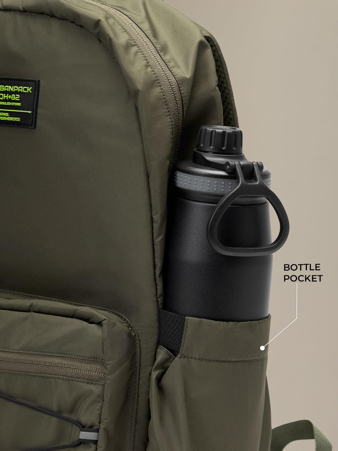 The Souled Store Utility Backpack – Army Green – Padded Laptop & iPad Sleeve, 17 L Capacity, Water-Resistant Casual Daypack for Daily Carry and Travel