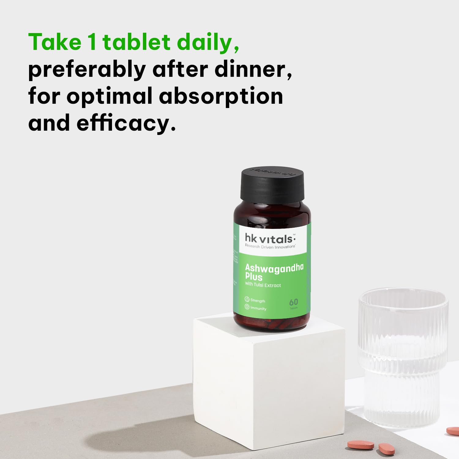 hk vitals Ashwagandha Plus with Tulsi Extract 500mg (60 Tablets) | Impr- image 3