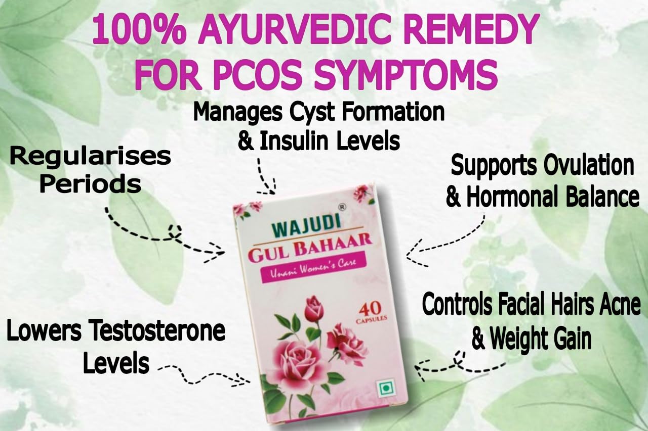 Wajudi Gul Bahaar Ayurvedic Women's Health Care Capsules | Estrogen Balance Supplements For Women | Support PCOS-PCOD Hormones Balance | Menopause Ayurvedic Medicine