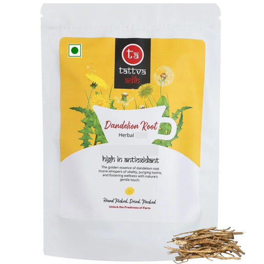 Tattva Adih Pure Dandelion Root - 100 gm Pouch, 60+ Cups | Caffeine Free | Liver Cleanse | Digestion Support - Gut Health | PowerHouse of Antioxidants I Single Ingredient | Powder Form