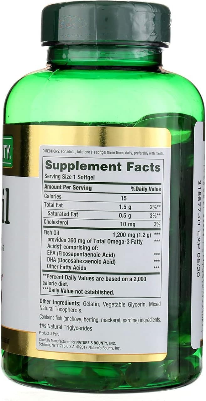 Nature's Bounty, Fish Oil, Omega-3, 1200 mg, 120 Softgels