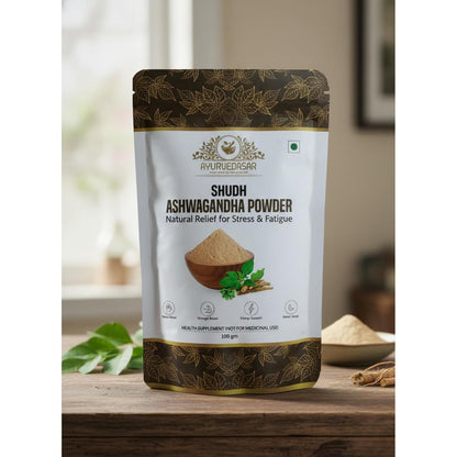 AYURVEDASAR Shudh Ashwagandha Powder 100g | Herbal Supplement for Stress Relief, Strength & Immunity | Enhances Energy, Focus & Sleep | No Preservatives (Pack of 2)