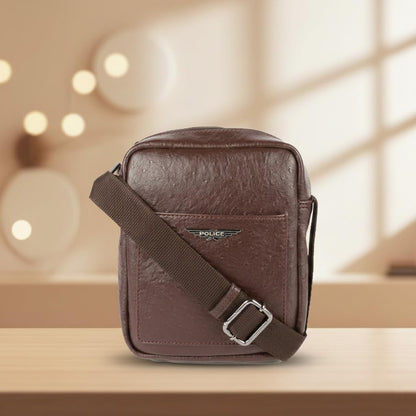 Police Men's Brown Color Cross Body Bag Made in PU