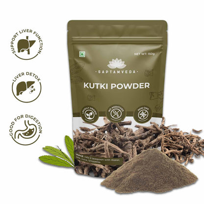 SAPTAMVEDA Premium Kutki Powder, 150 Gm - Liver Support & Detox (Pack o- image 2