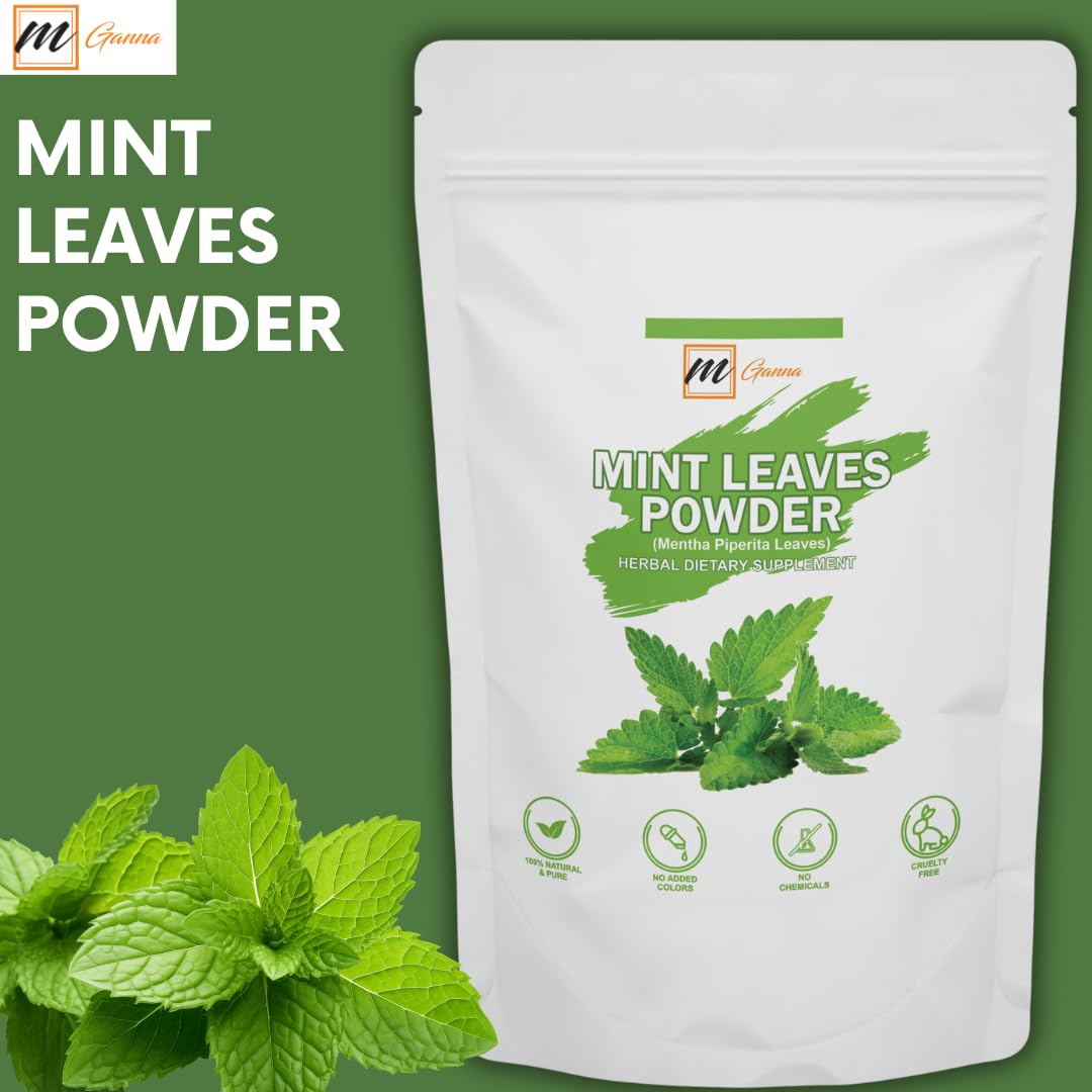 mGnna Mint Leaf Powder for Smooth Glowing Skin, Hair Care, Cosmetic Formulation and Health Care 227gm / 0.5lbs
