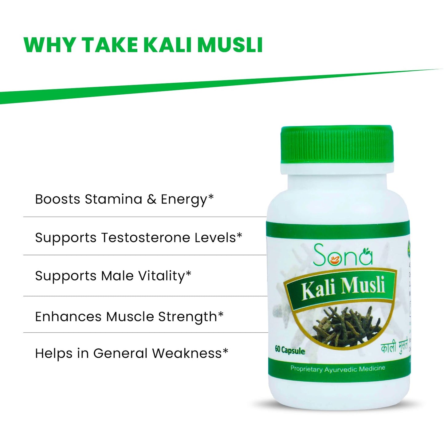 SONA HEALTH CARE Kali Musli Improve Stamina for Man -60 Capsule (Pack of 1)