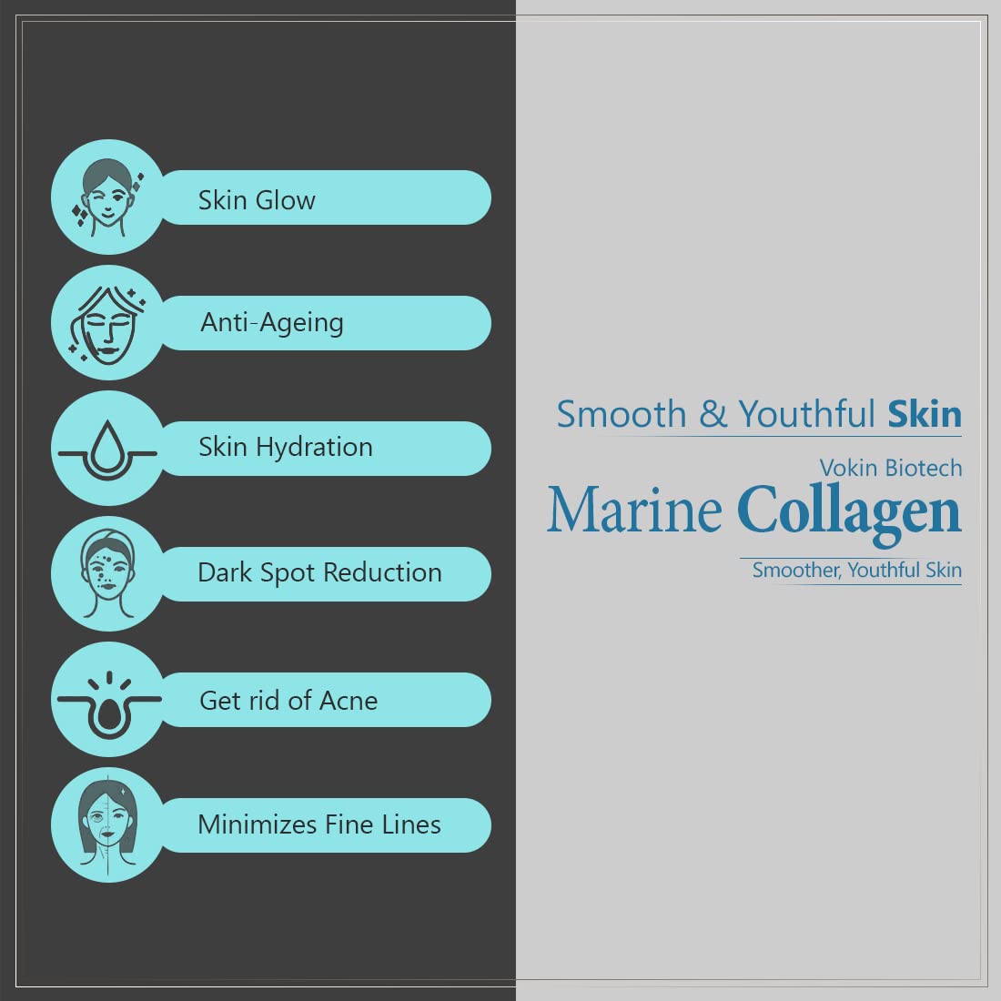 Vokin Biotech Marine Collagen 3000Mg With Biotin & Vitamin C For Skin | Hair | Nails (180 Tablets)