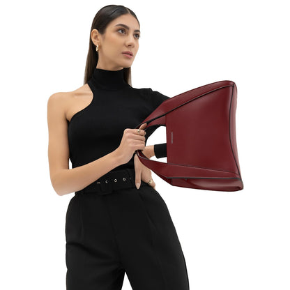 Miraggio Risa Top-Handle Satchel Handbag for Women with Detachable & Adjustable Sling Strap (Wine)