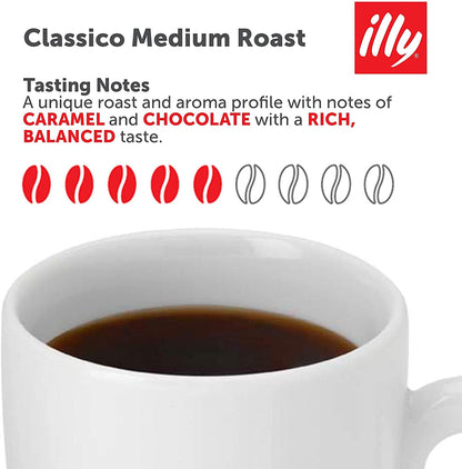 Illy Classico Whole Bean Coffee, Medium Roast, Classic Roast with Notes of Chocolate & Caramel, 100% Arabica Coffee, No Preservatives, 8.8 Ounce (Pack of 1)