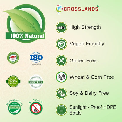 CROSSLANDS Pure Extract of Amla Capsules | 750mg | Natural Antioxidant | Immunity Enhancer | Natural Source of Vitamin C | Hair Growth Herbal Supplement | Improve Heart Health & Lower Cardiac Risk | Maintain Tryglycerides levels | Reduce Visceral Fat | 60
