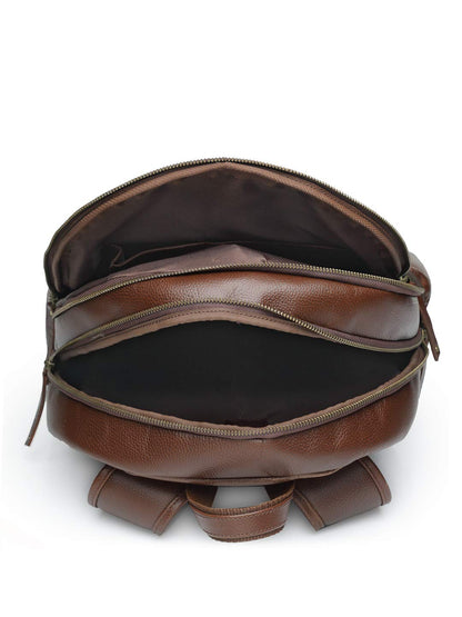 Teakwood Unisex Genuine Leather Brown Solid Backpack||Unisex Laptop Bag/Backpack