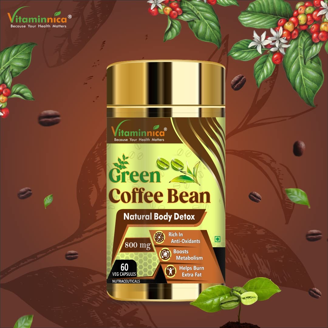 Vitaminnica Green Coffee Bean Extract Capsules for Weight Management – Metabolism & Energy Support Supplement for Men & Women – 60 Vegetarian Capsules