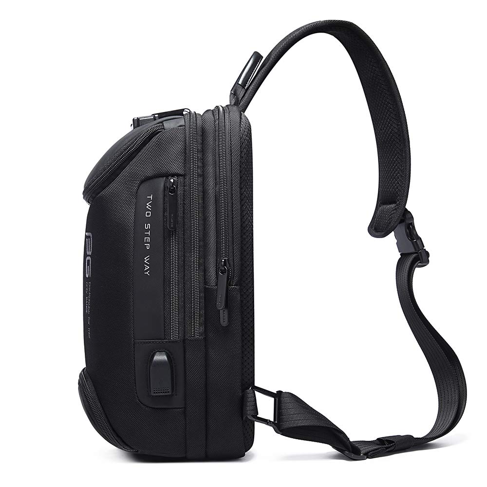 Red Lemon Bange Anti-Theft Sling Bag with USB Charging Crossbody Shoulder Bag for Men & Women Lockable Chest Daypack | Fits 7inch Tablet, Mobile & Acc | Lightweight Travel Daily Use Backpack (Black)