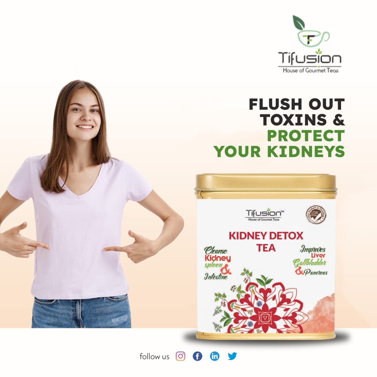 Tifusion Kidney Detox Tea with Dandelion Root Amp Chicory Kalmegh Green Tea Tulsi Detox Improves Digestive Health Anti Inflammatory and Anti Oxidant Rich Herbal 100 Gms, 50 Serving Cups