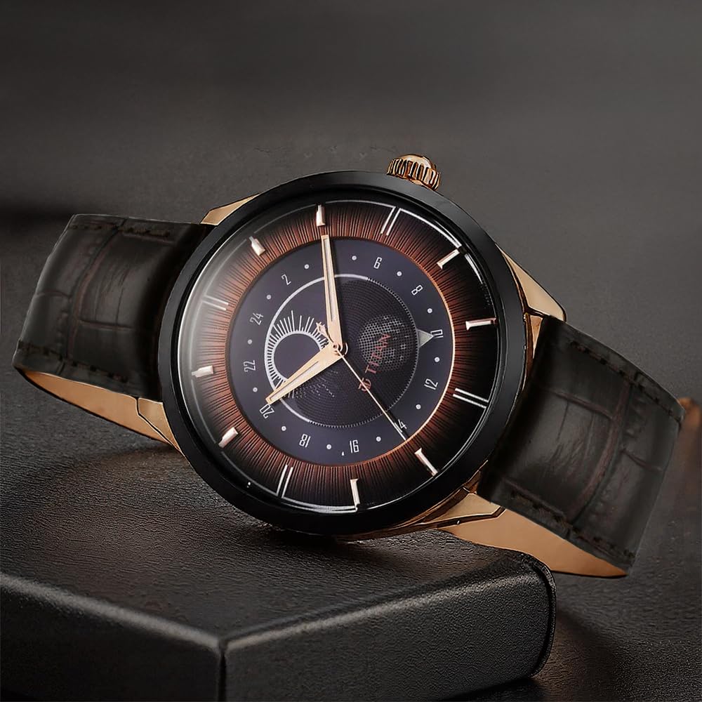 Titan analouge Caleum Sun Moon Phase in Seinna Brown - Stellar Edition- image 4