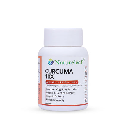 Natureleaf Curcuma10X | High Strength Curcumin Support | Joint & Mobility Support | Helps Reduce Inflammation | Supports Immunity | Enhanced Absorption Formula | 60 Tablets