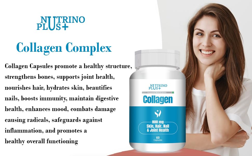 NutrinoPlus 100% Veg Collagen Builder | Plant Based Collagen Support Supplement for Skin & Hair (pack of, 60)