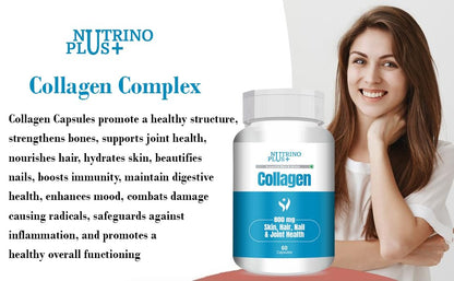 NutrinoPlus 100% Veg Collagen Builder | Plant Based Collagen Support Supplement for Skin & Hair (pack of, 60)