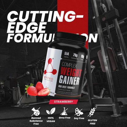 Mypro Sport Nutrition Complex Weight Gainer High Protein Supplement (1 kg (Pack of 1), Strawberry)