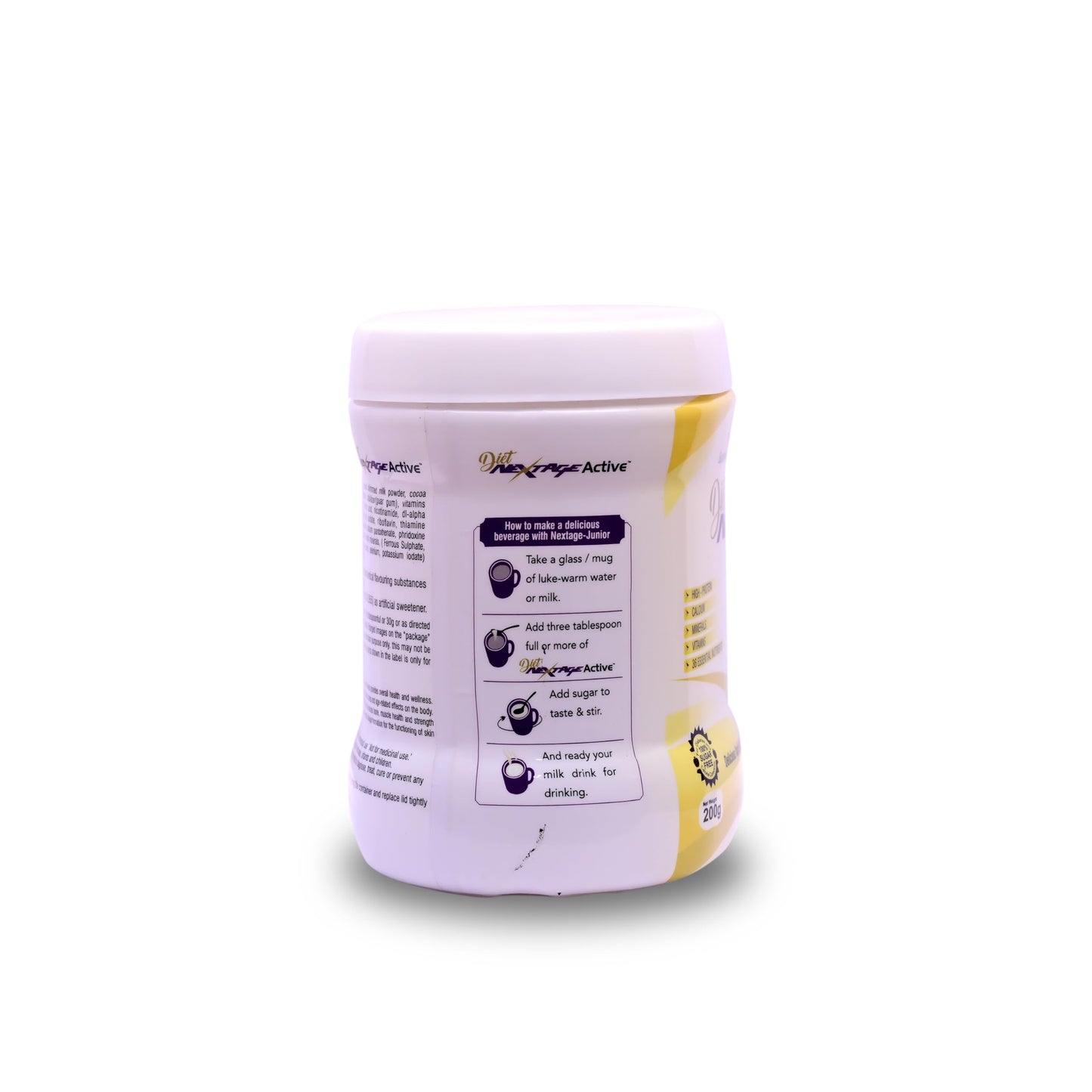 Diet Nextage Active Protein Powder for Adults | High Protein Nutrition Drink for Energy, Strength & Immunity | Sugar Free | Vanilla Flavour 200g