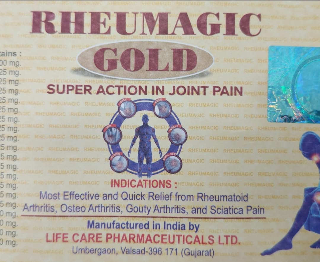 Rheumagic Gold Joint Pain Relief Capsule, Herbal Ayurvedic Formula for Arthritis, Sciatica and Gout, 30 Capsules, Pack of 4