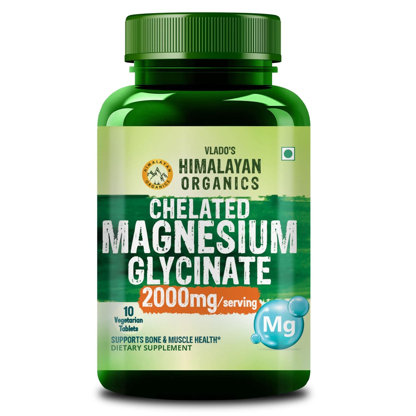 Vlado's Himalayan Organics Chelated Magnesium Glycinate Supplement 2000mg - Small Pack