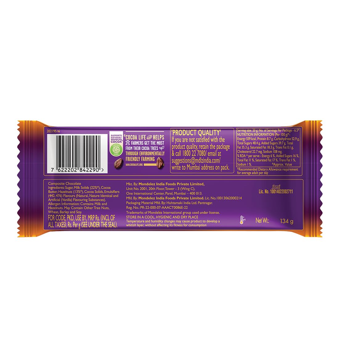 Cadbury Dairy Milk Silk Hazelnut Chocolate Bars, 134 g